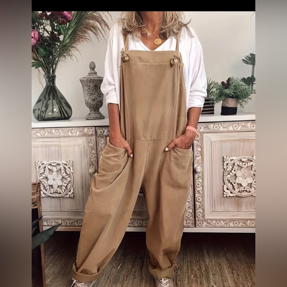Plus size casual overalls